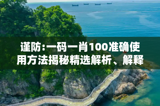 谨防:一码一肖100准确使用方法揭秘精选解析、解释与落实